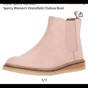 Dusty pink Sperry Chelsea suede boots